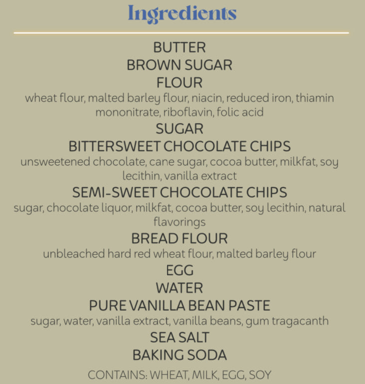 Ingredients list